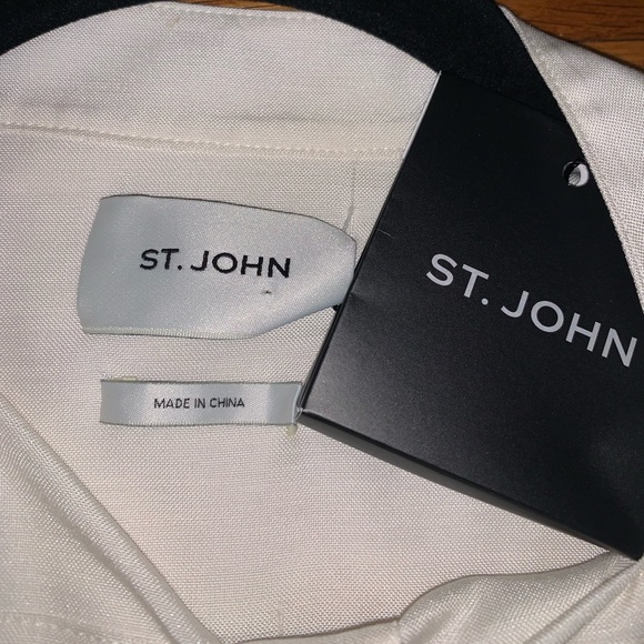 St. John Collection Marie 100% Silk Button Up Mandarin Blouse NEW $695 Small - Picture 2 of 13